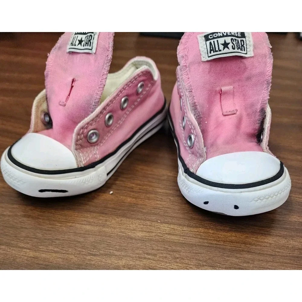 Converse All‎ Star Sneakers Toddler Baby Girl Size 6 Pink Canvas Lace Up Shoes